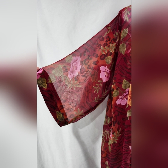 Sophia by delicates Nightie (S) Robe (M) Set Animal Print Floral Satin Coquette - Picture 4 of 7